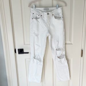 A&F white boyfriend jeans